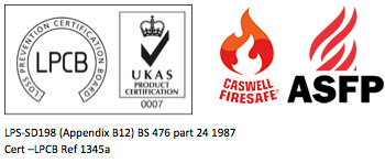 LPCB, Caswell Firesafe, and ASFP logos