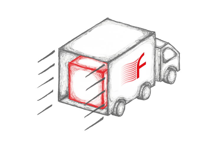 illustration of a truck delivering a Firetrace branded box